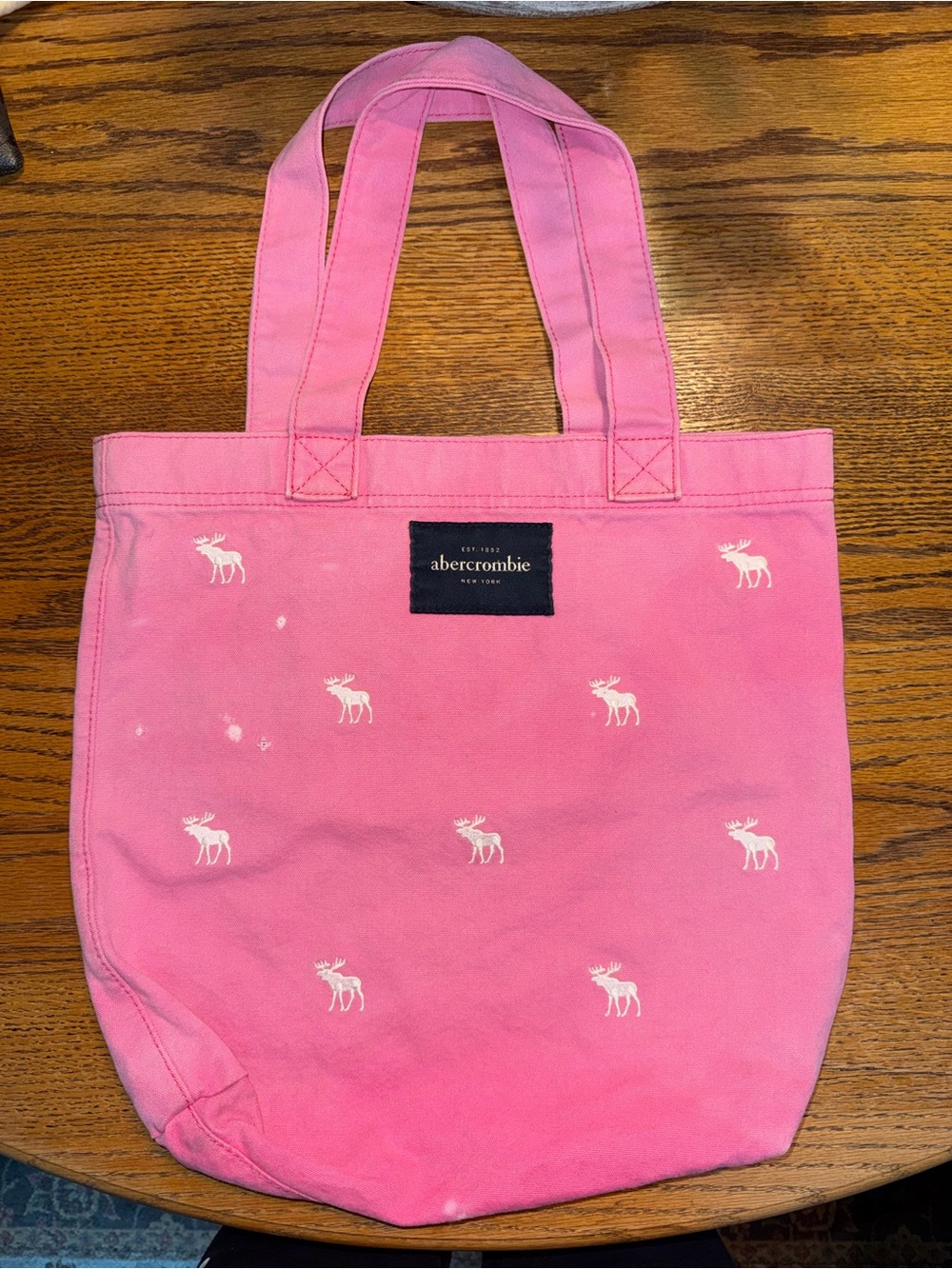 Abercrombie & Fitch Y2K Pink Canvas Tote with White Moose Motif